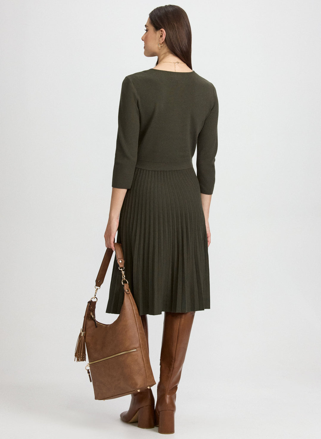 Pleated Fit & Flare Dress