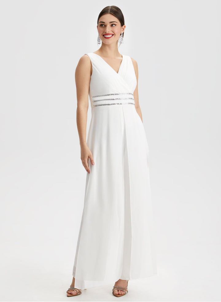 Rhinestone Stripe Detail Jumpsuit