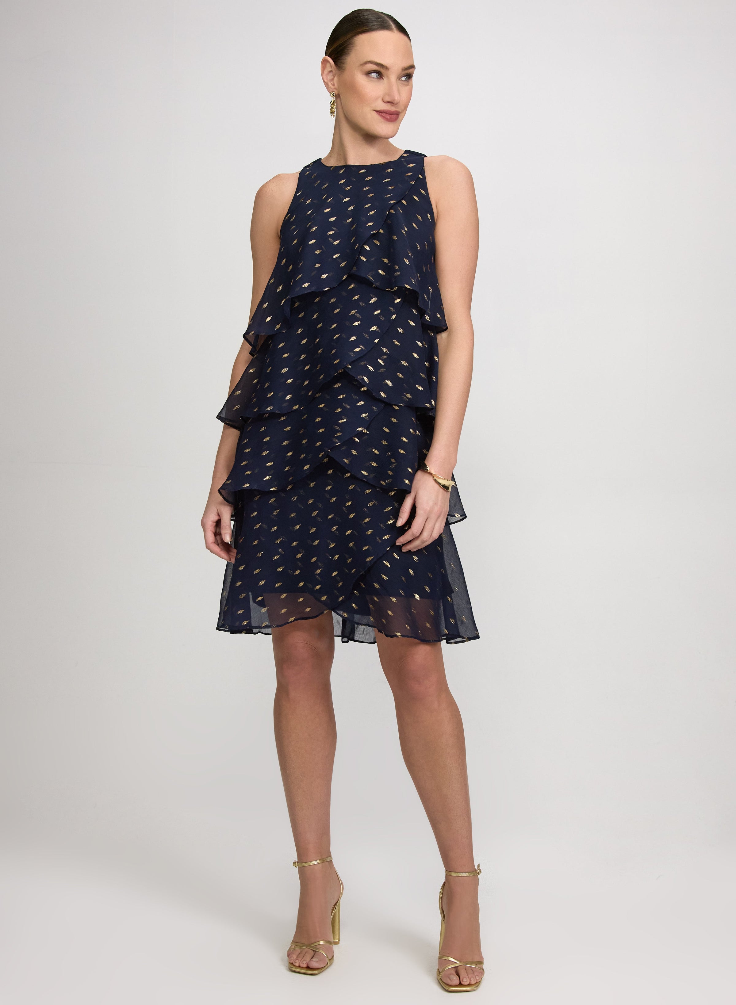 Tiered Foil Print Dress