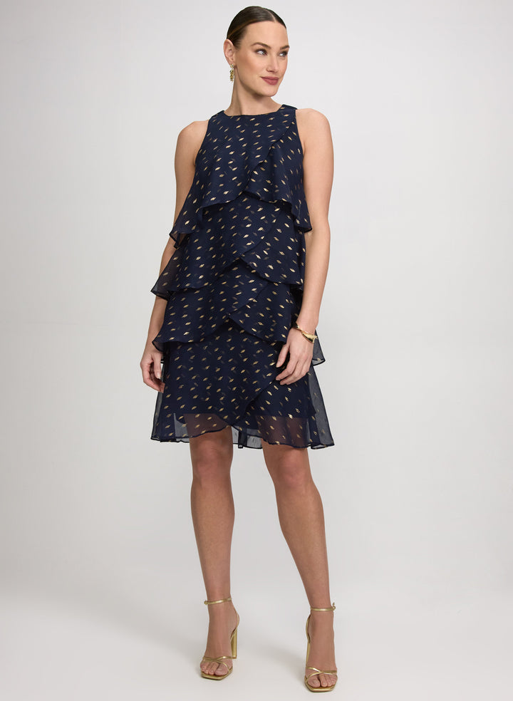 Tiered Foil Print Dress