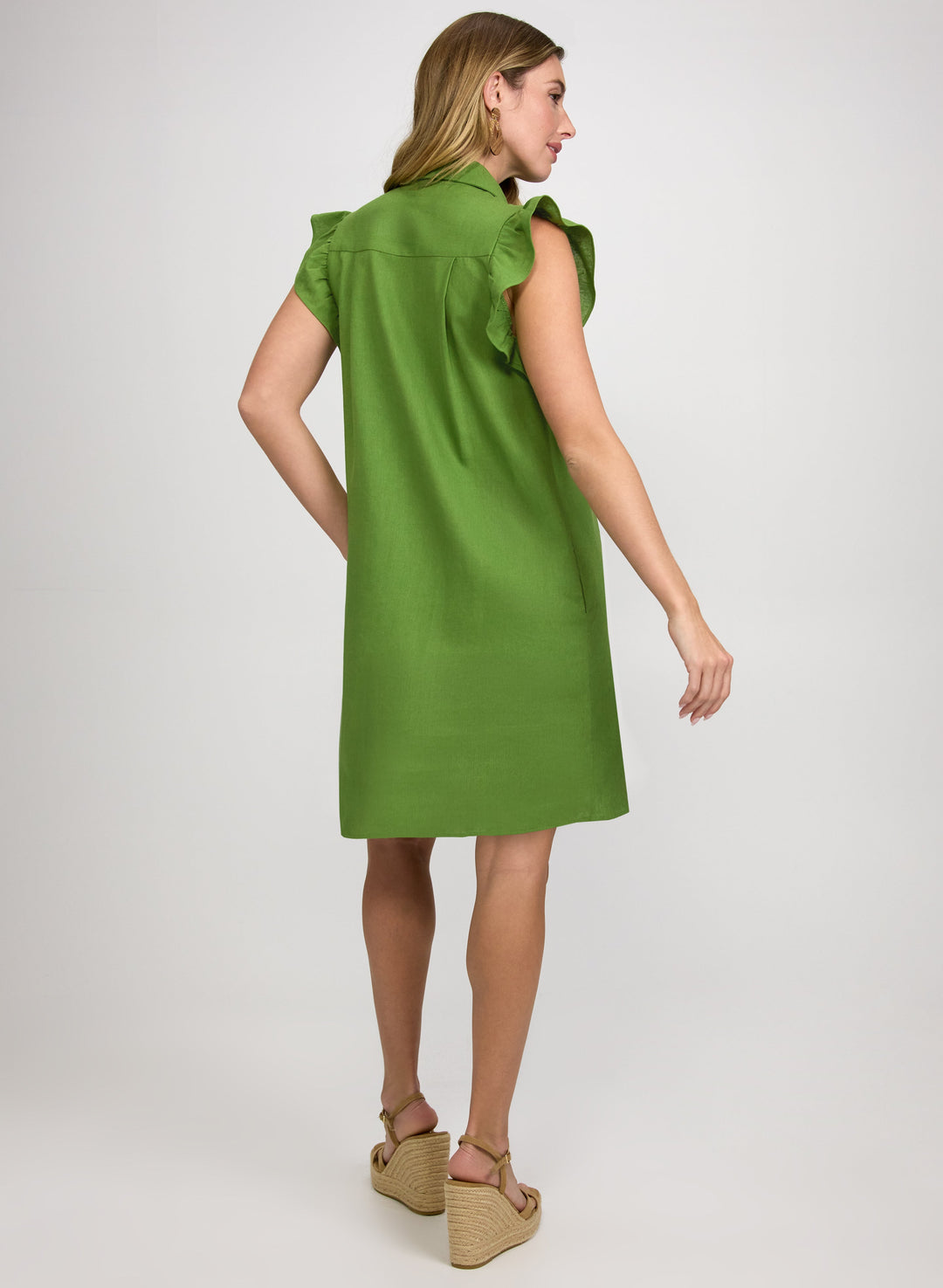 Linen-Blend Button-Down Dress