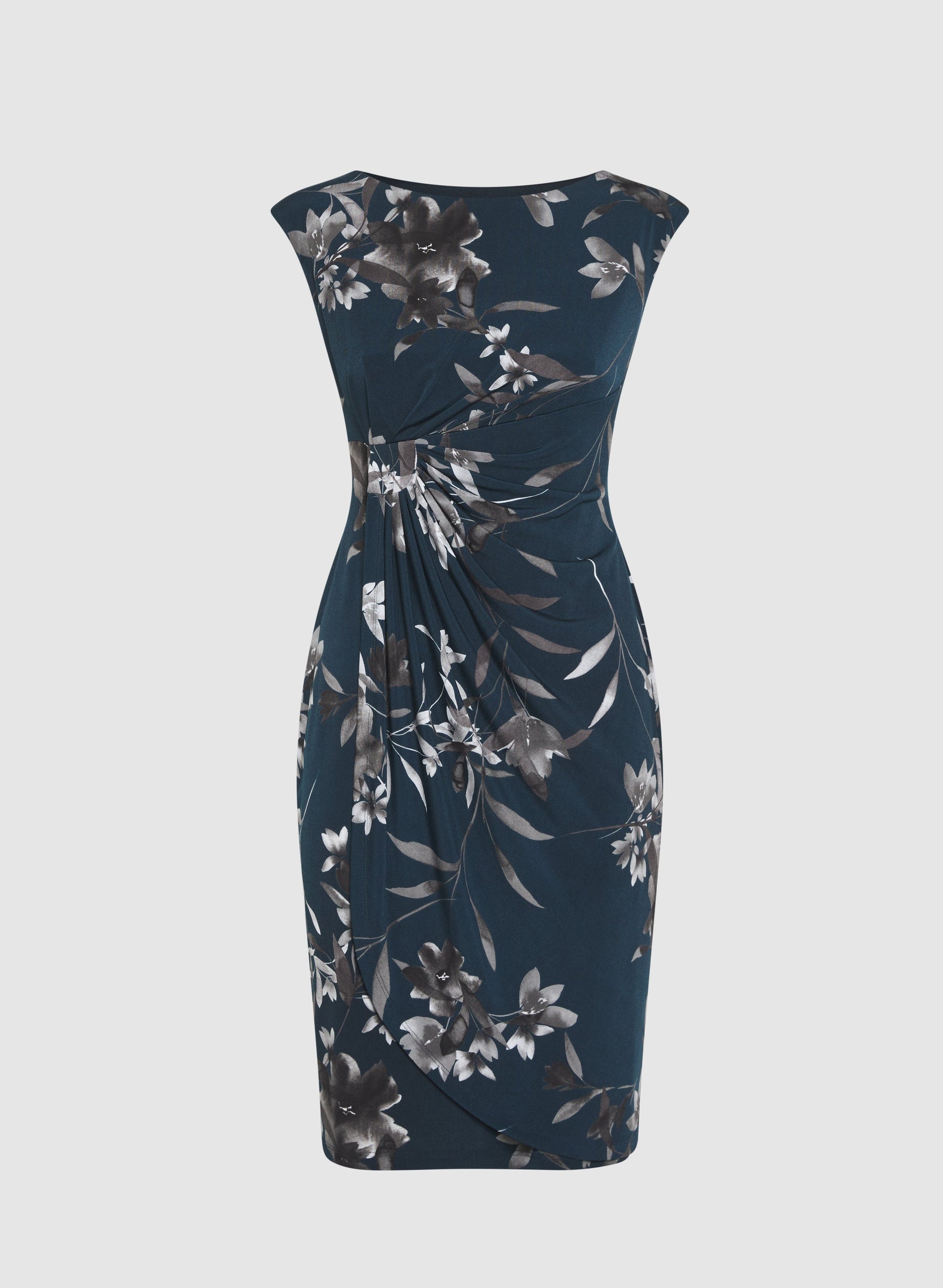 Draped Floral Dress