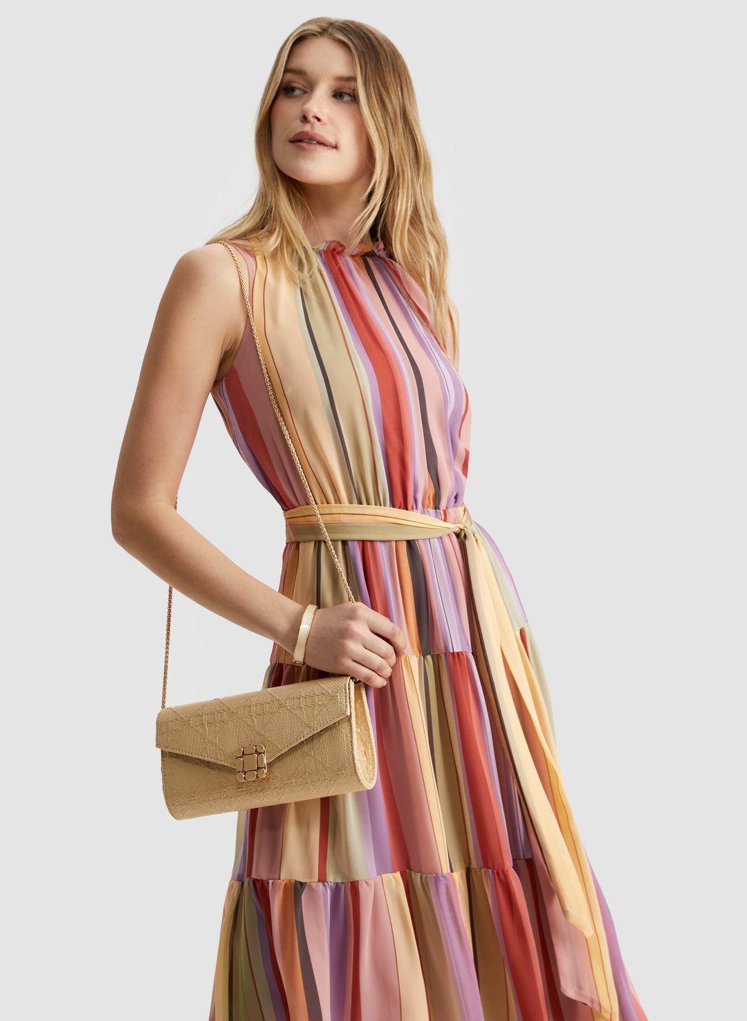 Striped Tiered Midi Dress