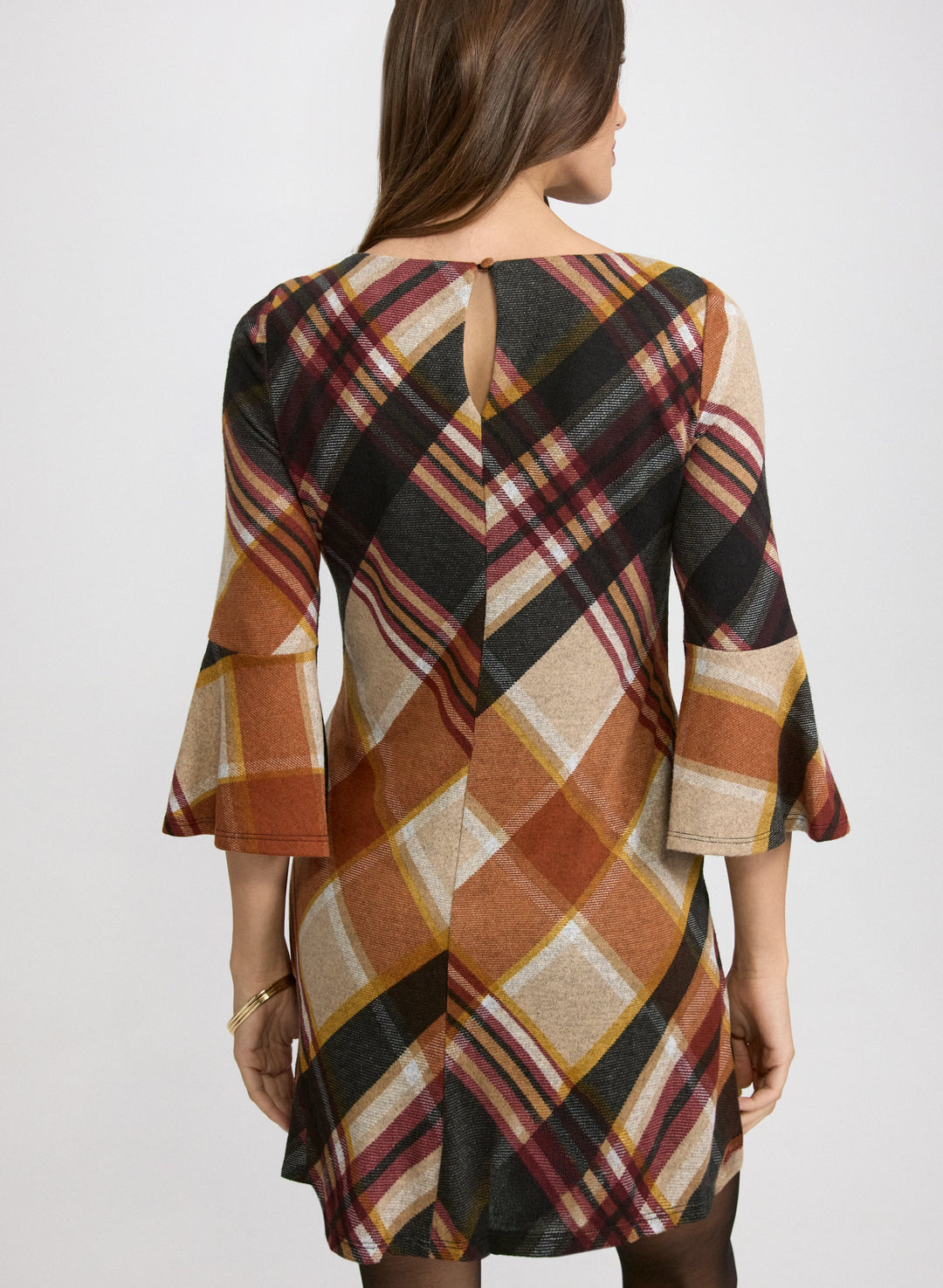 Plaid Bell Sleeve Dress