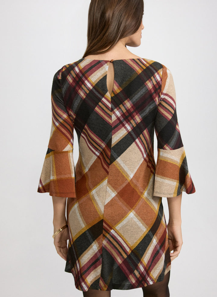 Plaid Bell Sleeve Dress