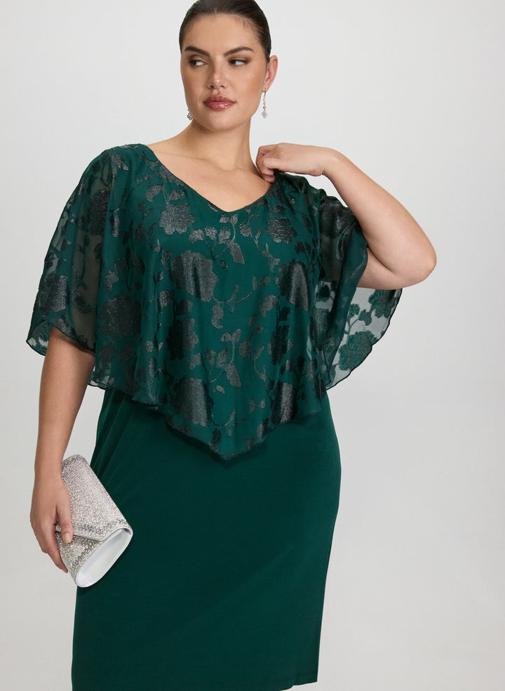 Floral Capelet Overlay Dress