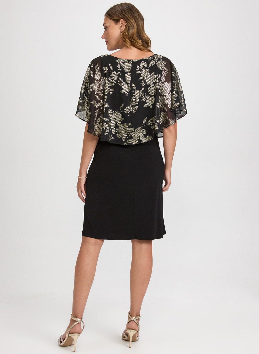 Metallic Floral Overlay Dress