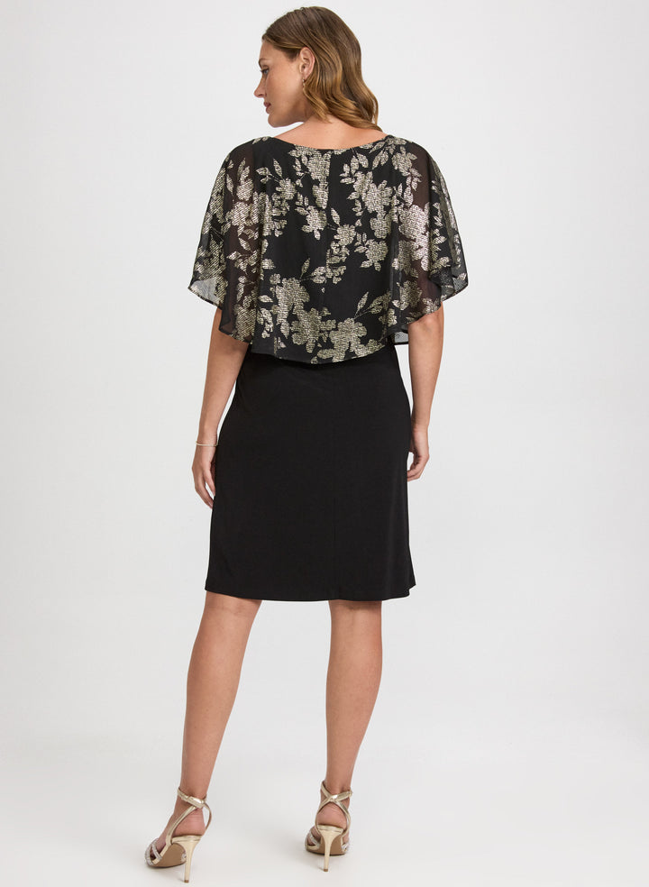 Metallic Floral Overlay Dress