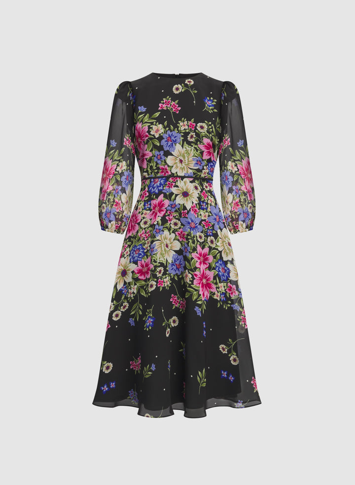 Cascade Floral Print Dress