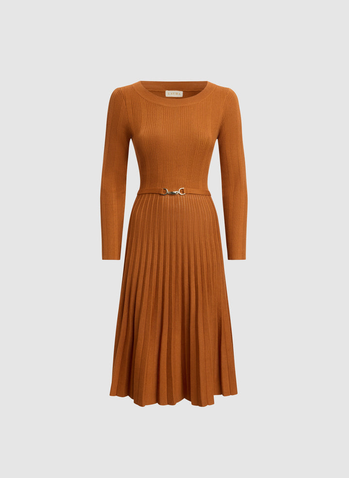 Pleated Knit Dress