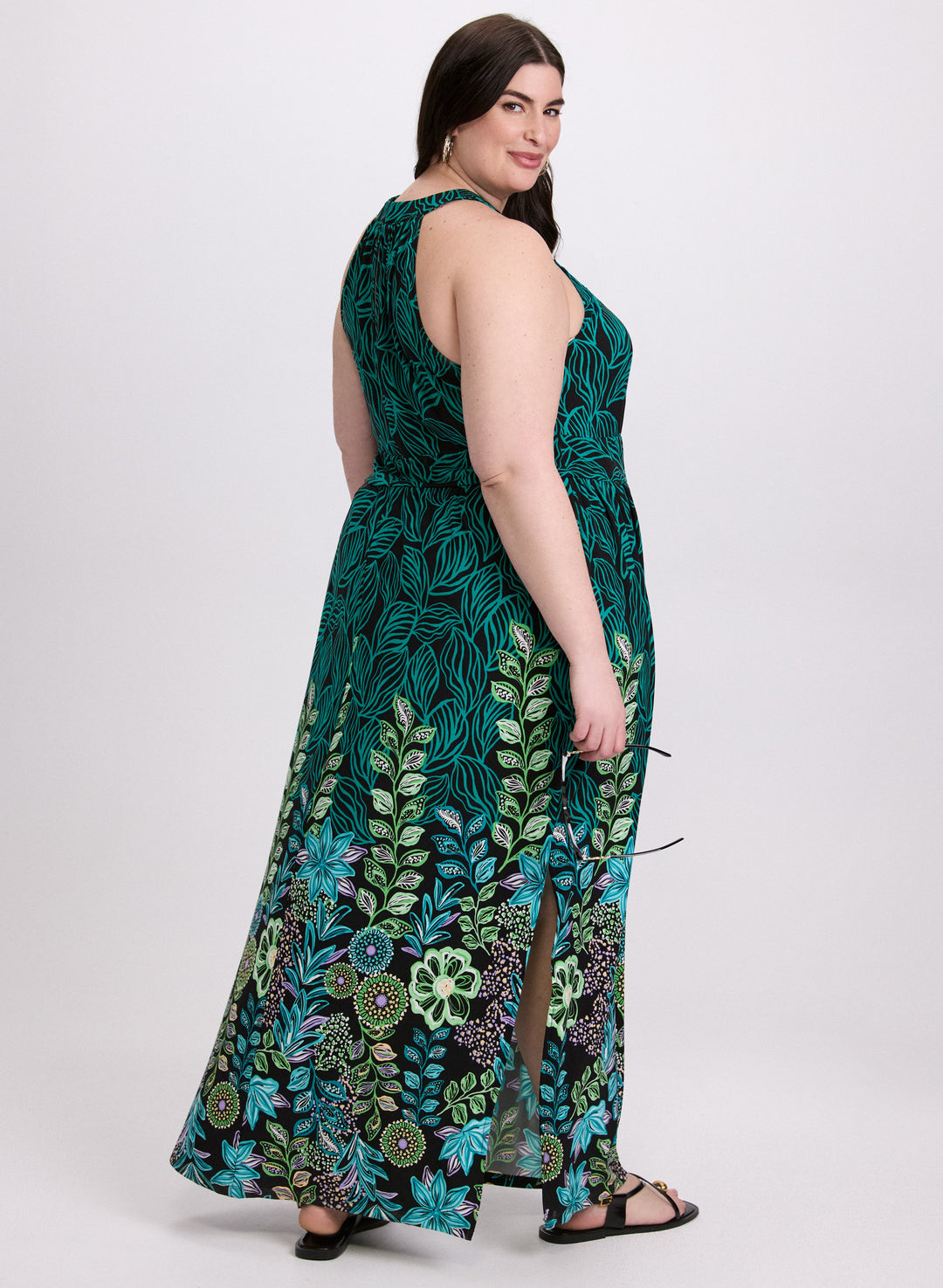 Leaf Print Maxi Dress