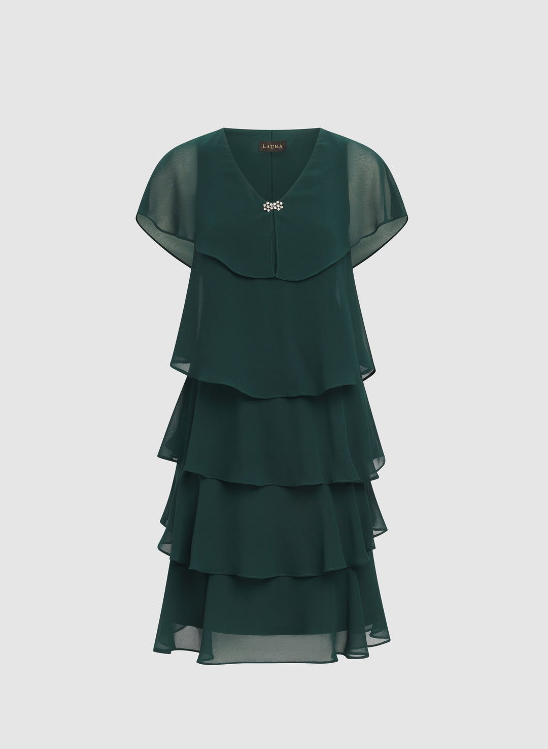 Tiered Brooch Embellished Dress