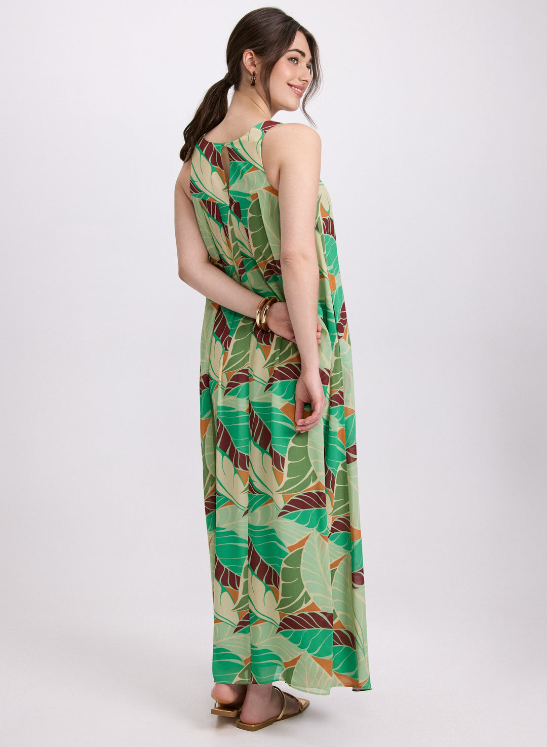 Palm Print Maxi Dress