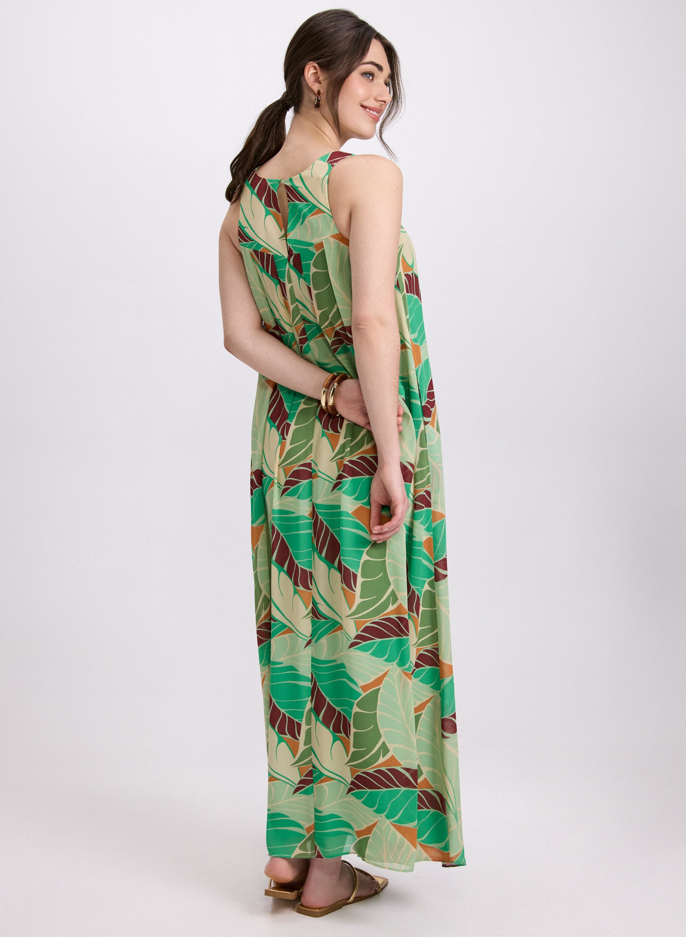 Palm Print Maxi Dress