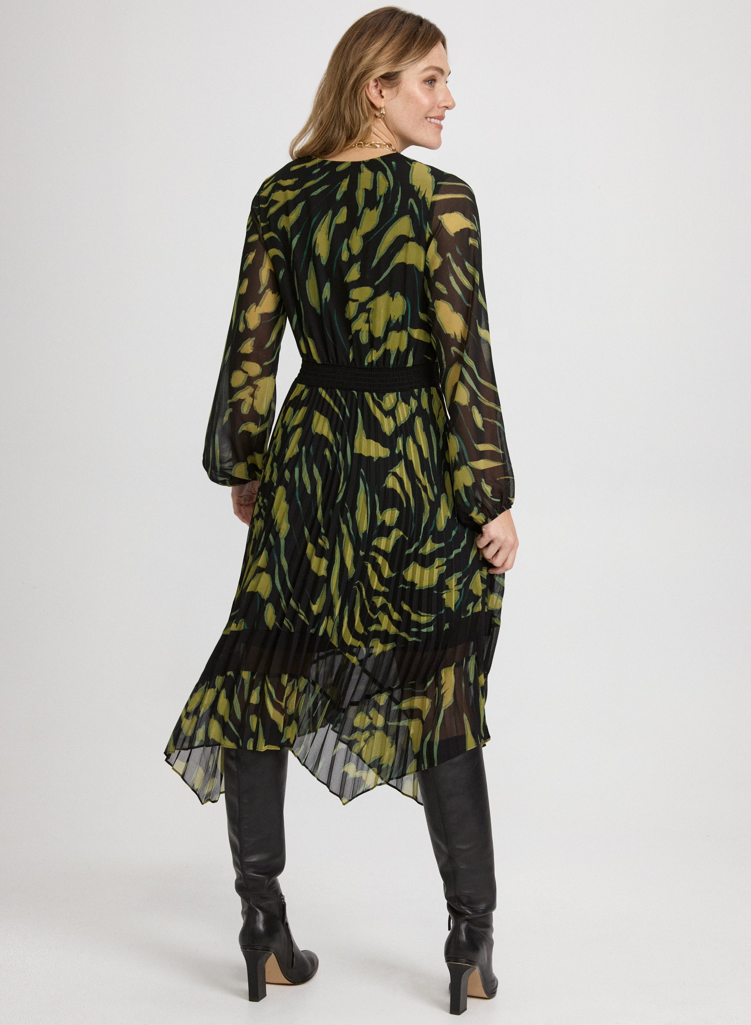 Pleated Chiffon Dress