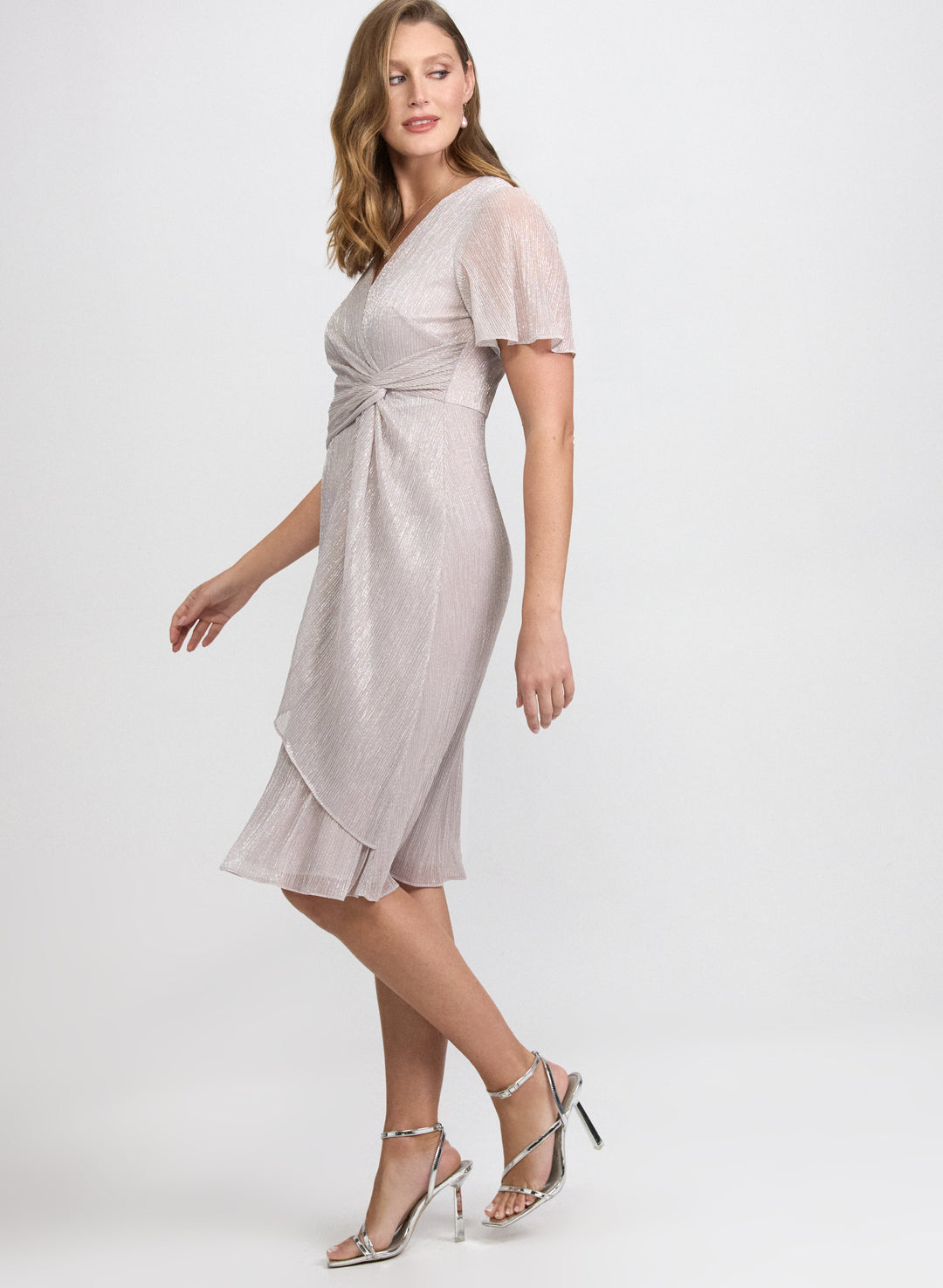 Metallic Plissé Dress