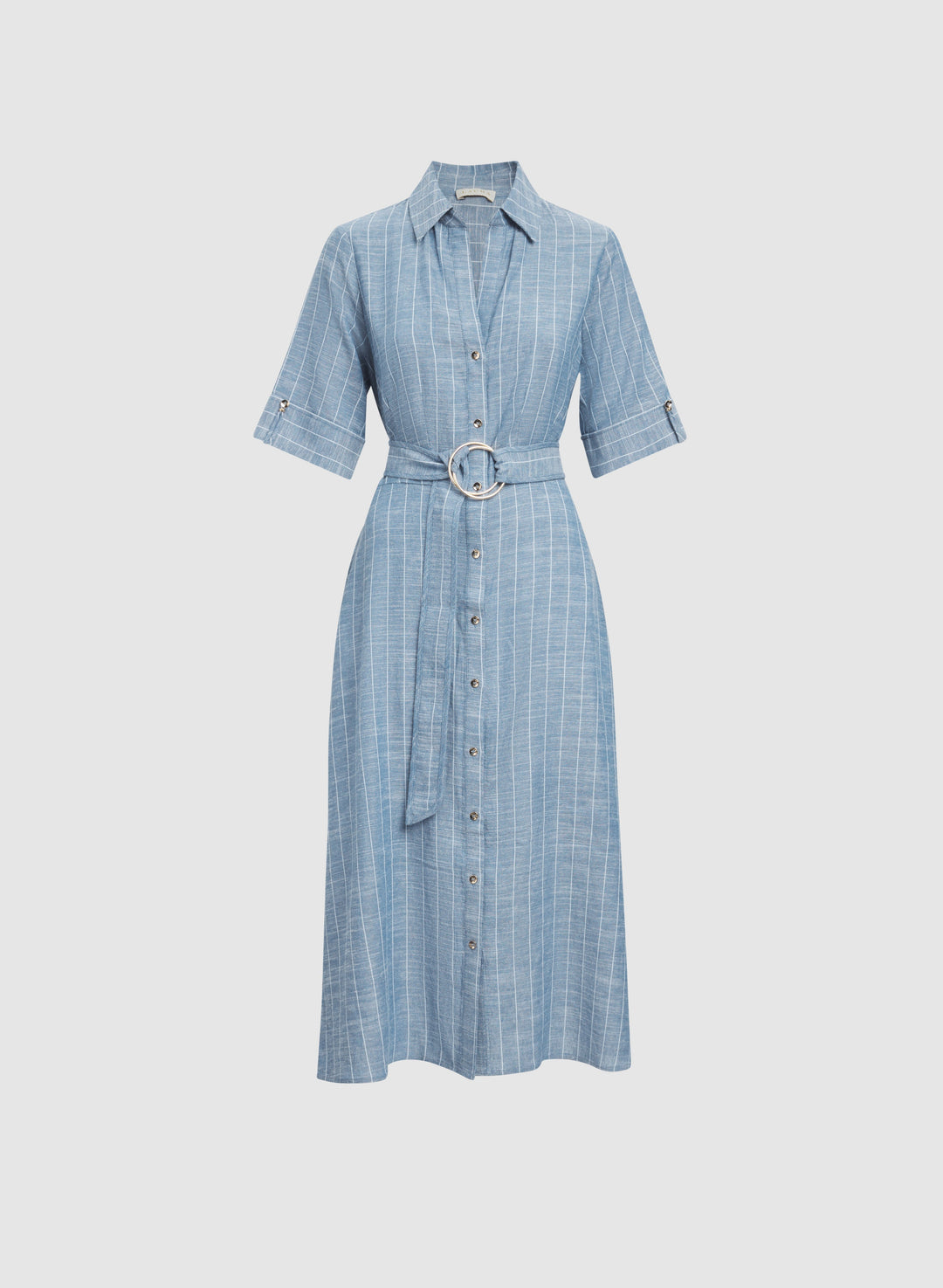 Striped Linen-Blend Shirt Dress