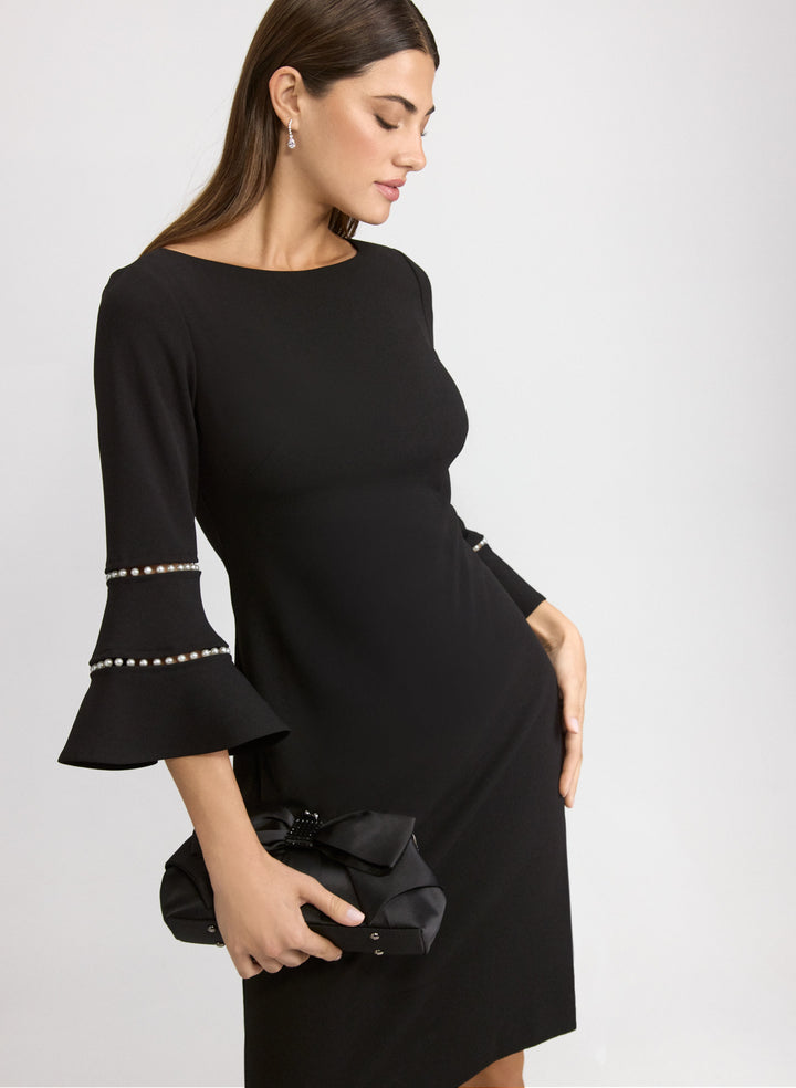 Pearl Embellished Bell Sleeve Dress