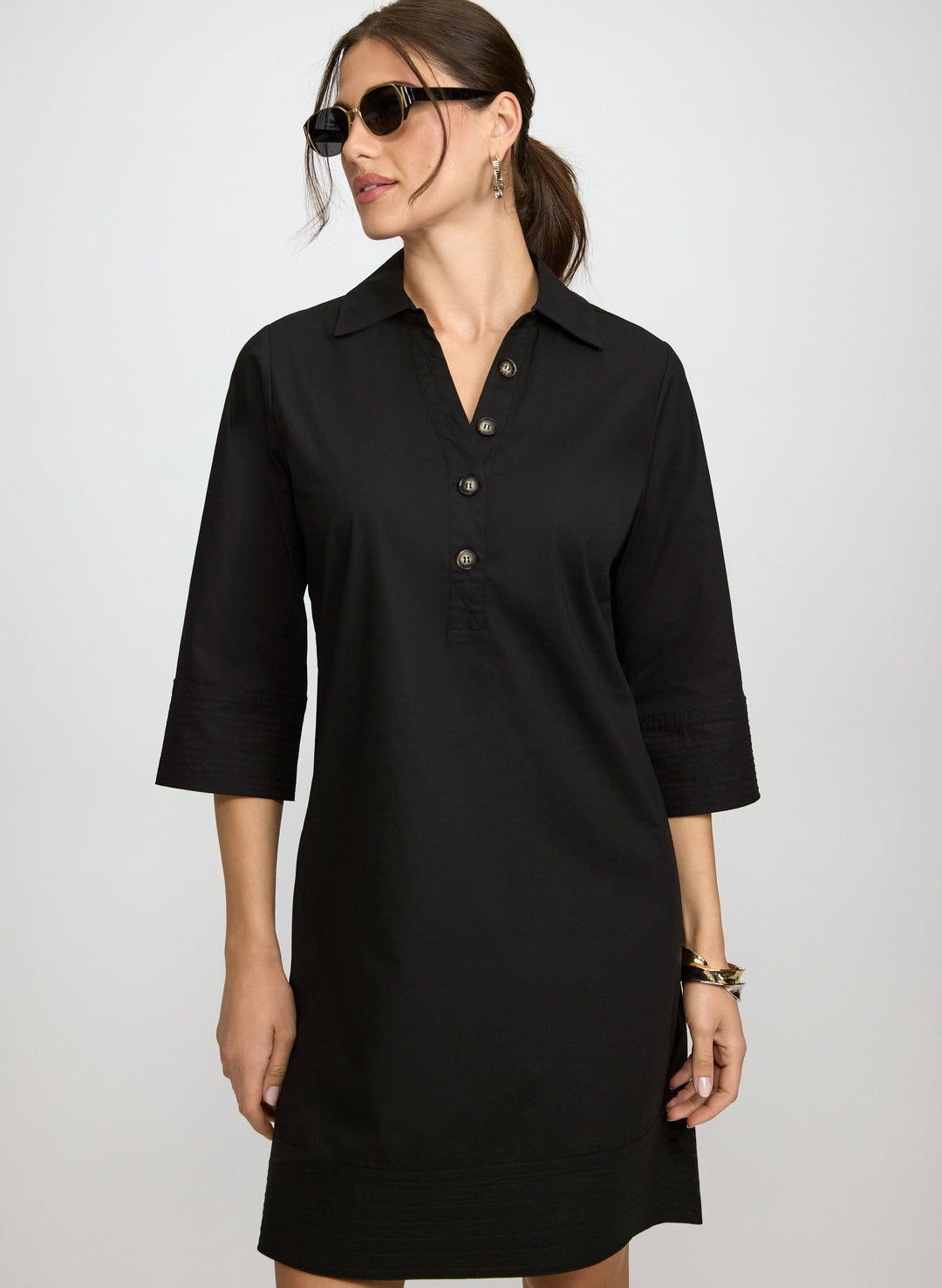 Buttoned Cotton-Blend Dress