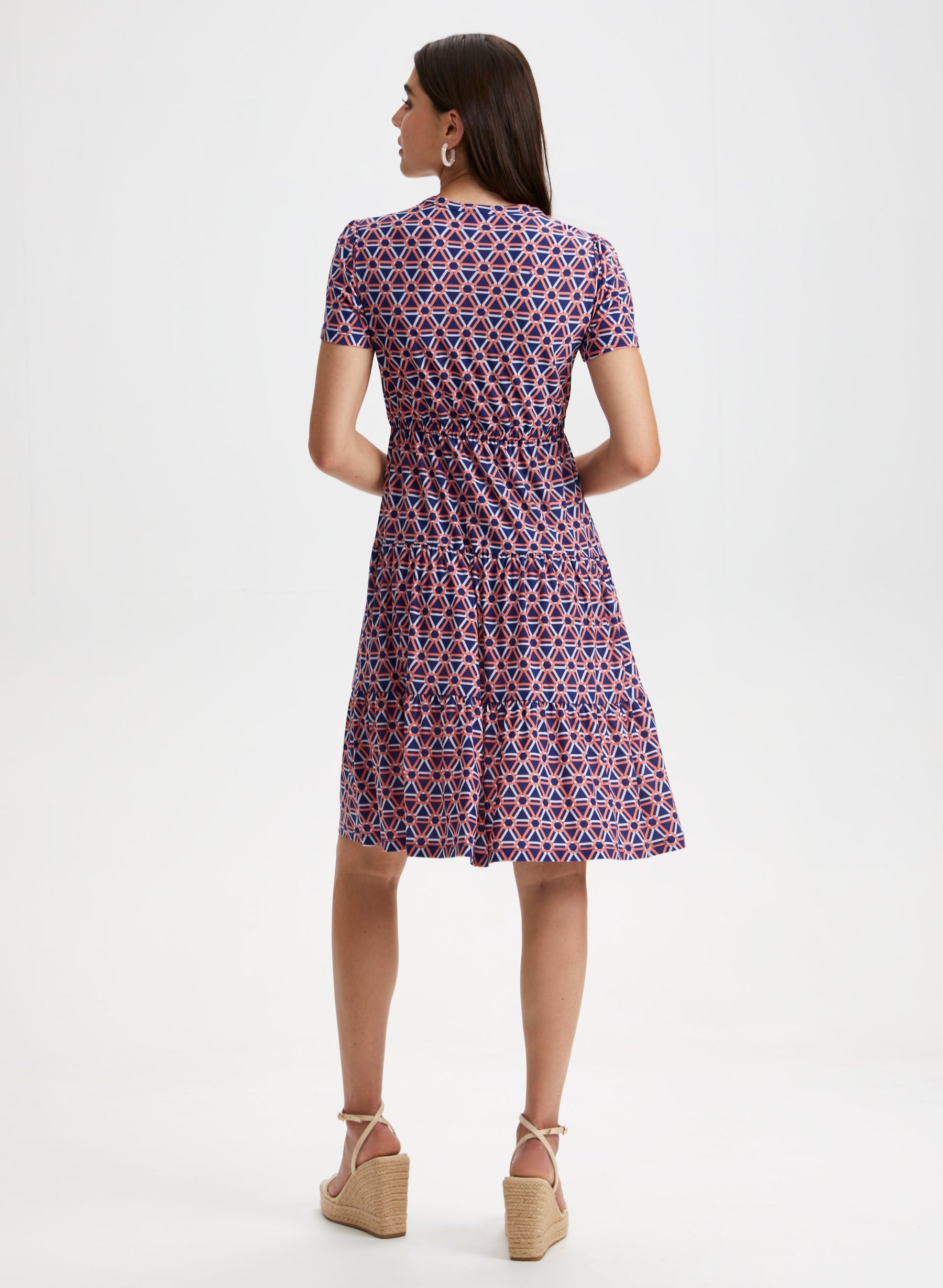 Geometric Print Tiered Midi Dress