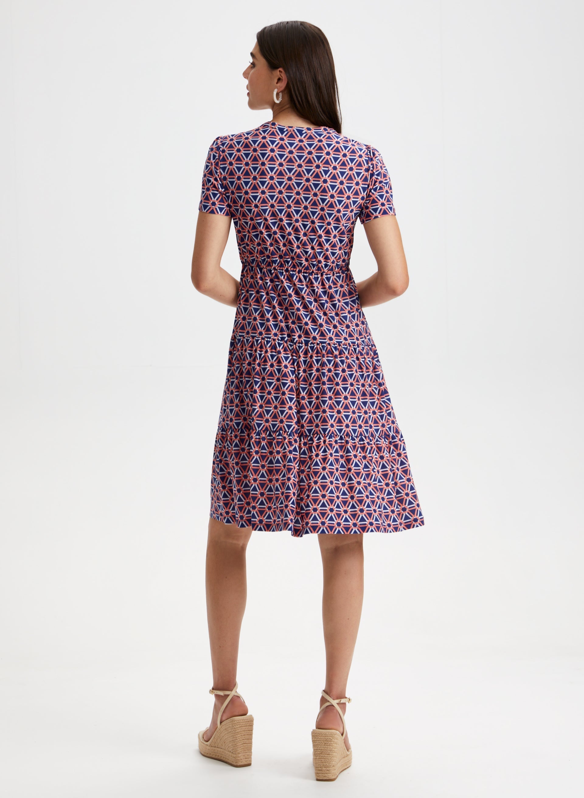 Geometric Print Tiered Midi Dress