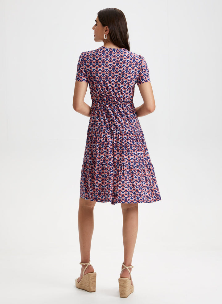 Geometric Print Tiered Midi Dress
