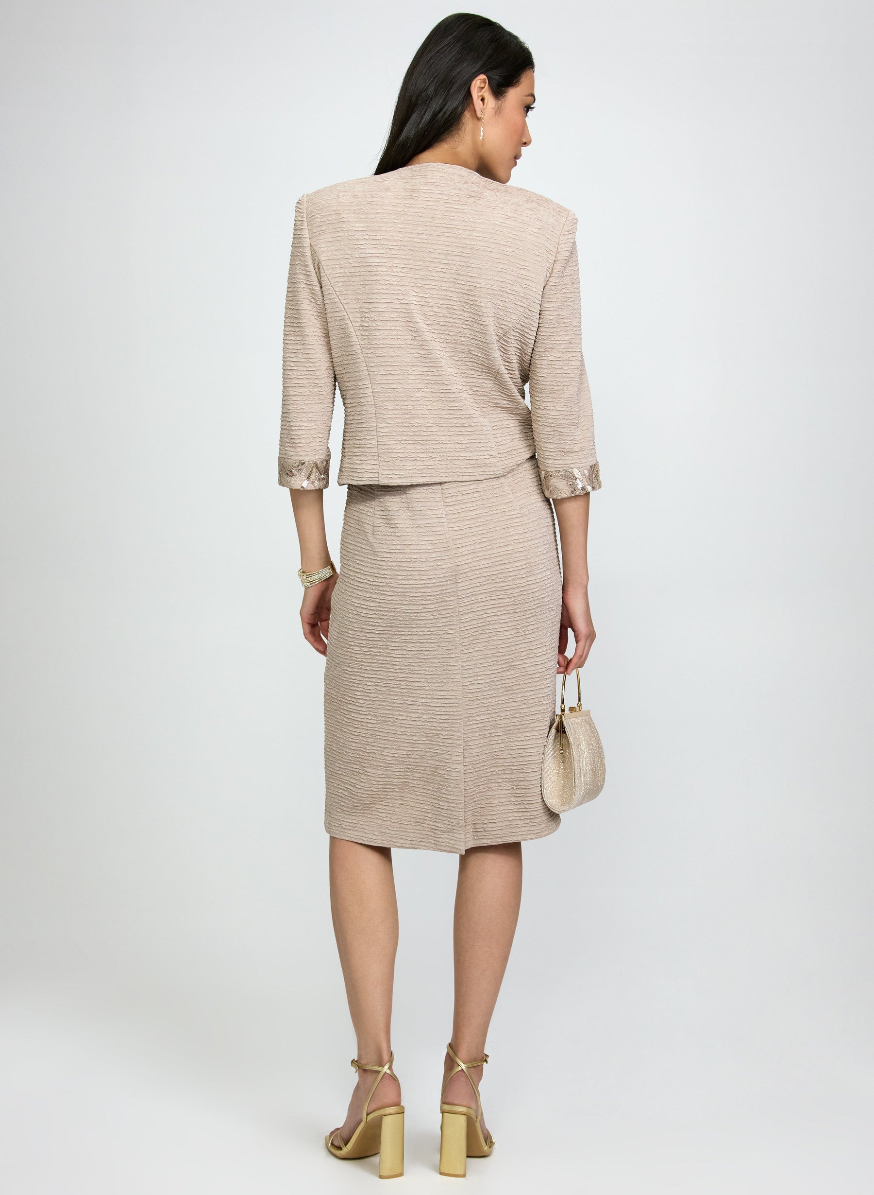 Crinkled Jacket & Dress Set