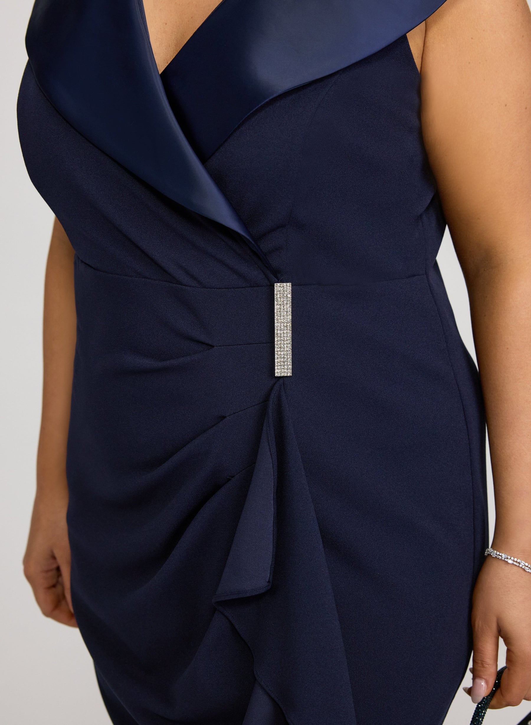 Tuxedo Satin Collar Dress