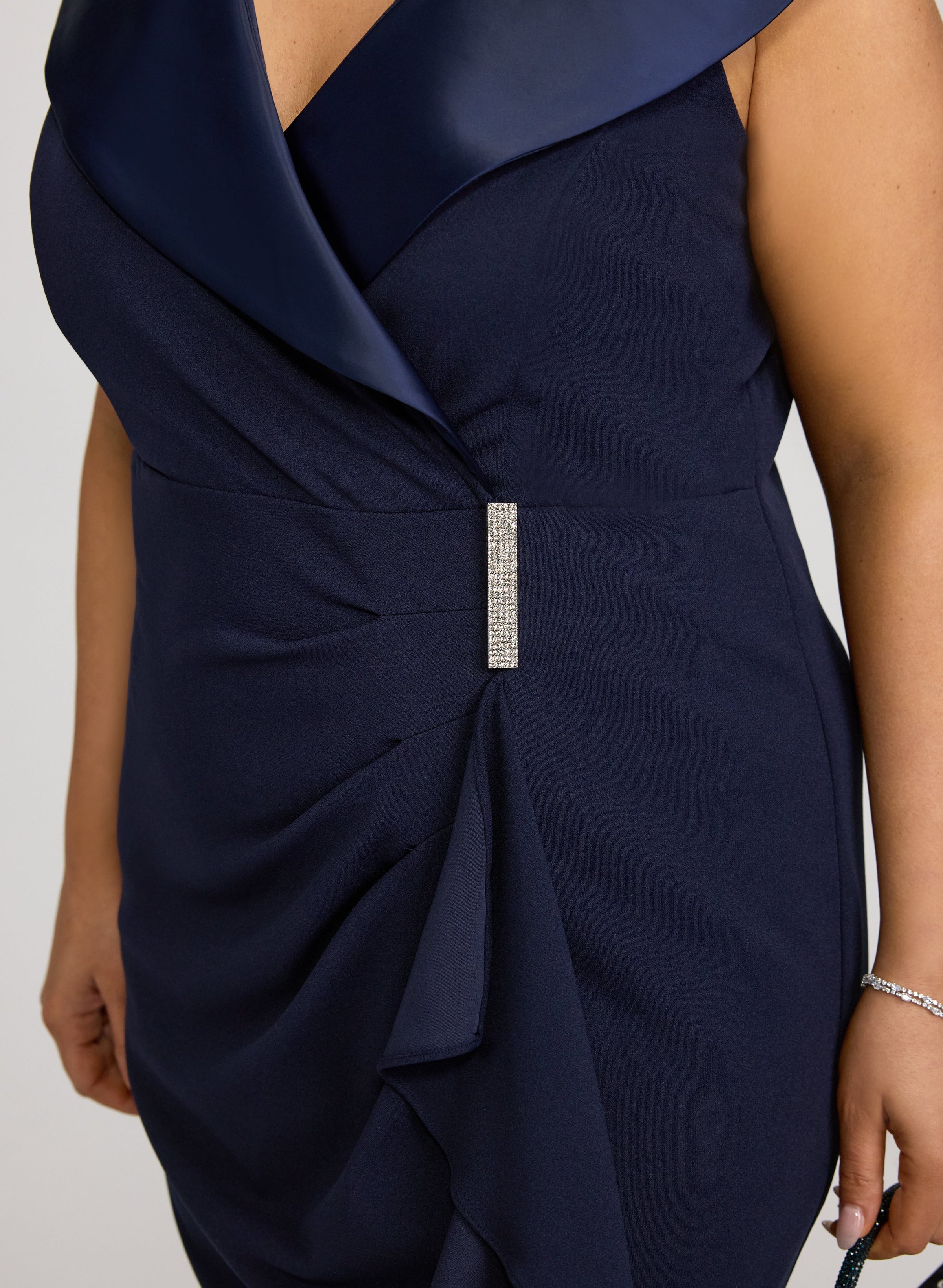 Tuxedo Satin Collar Dress