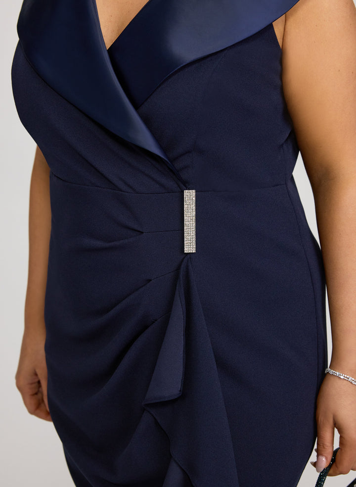 Tuxedo Satin Collar Dress
