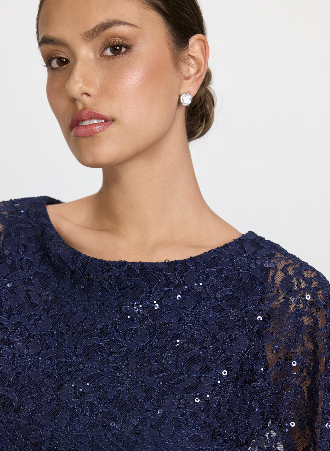 Compli K - Sequined Lace Capelet Dress
