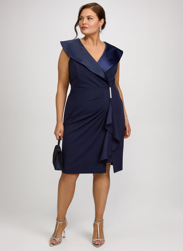 Tuxedo Satin Collar Dress