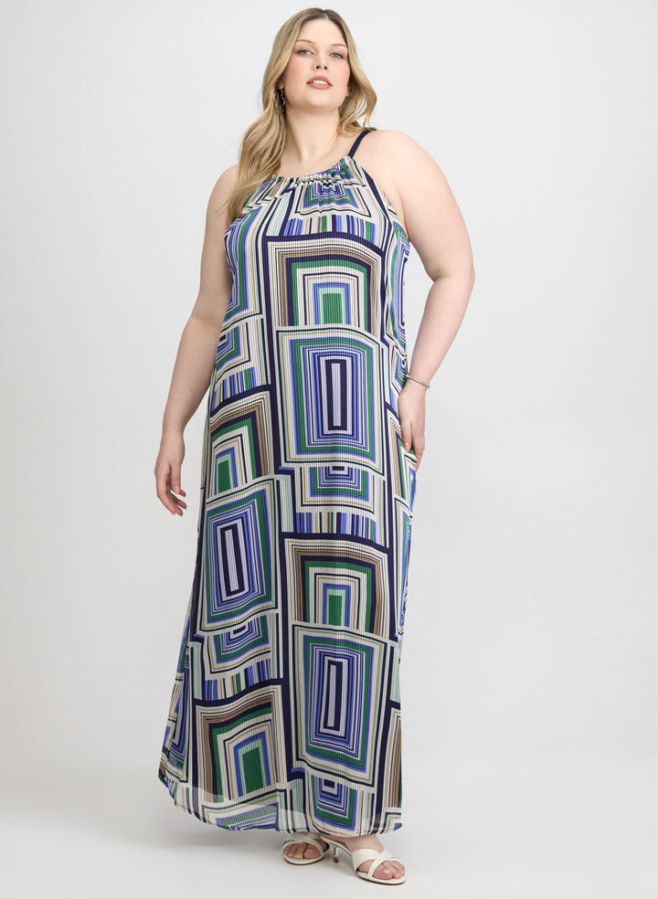Geometric Halter Neck Dress