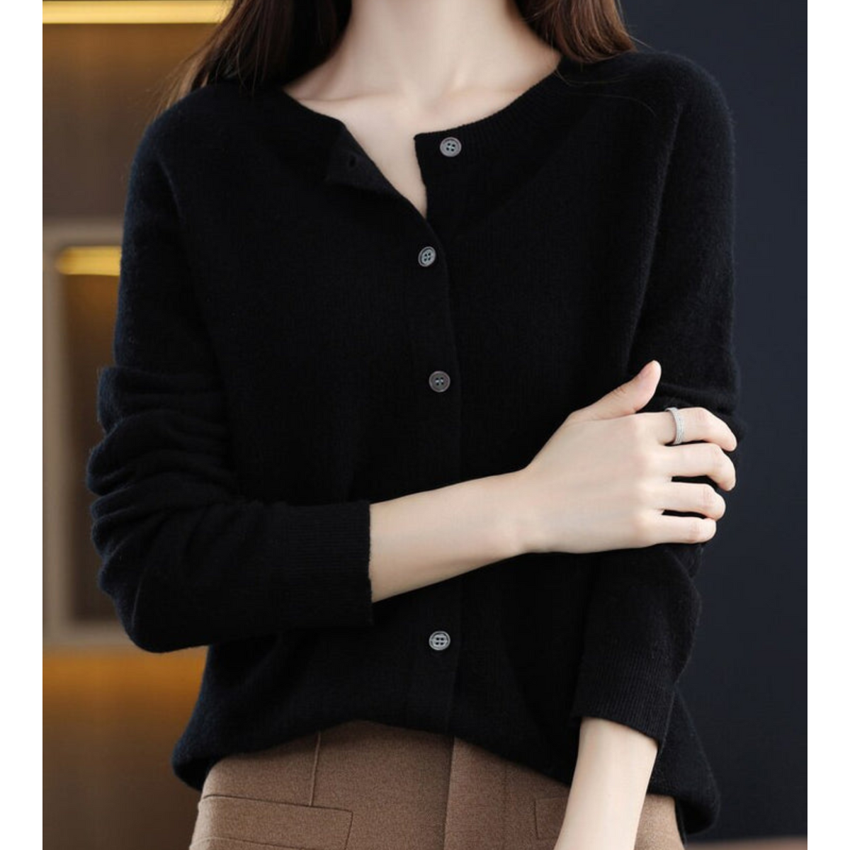Evelyn – Wool Blend Knit Cardigan
