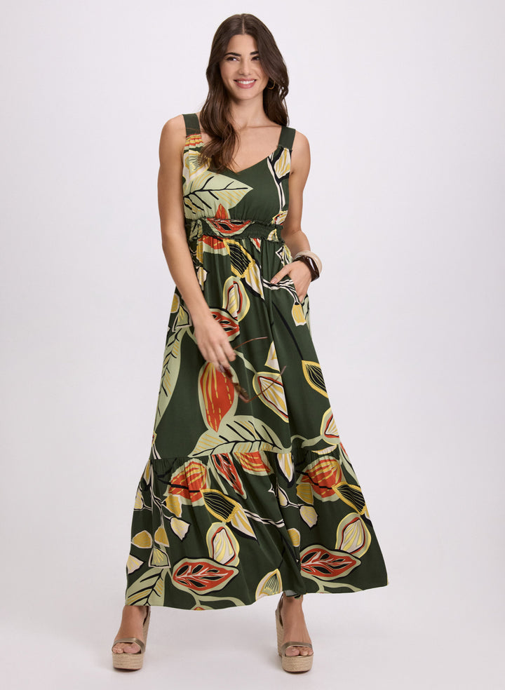 Leaf Print Maxi Dress