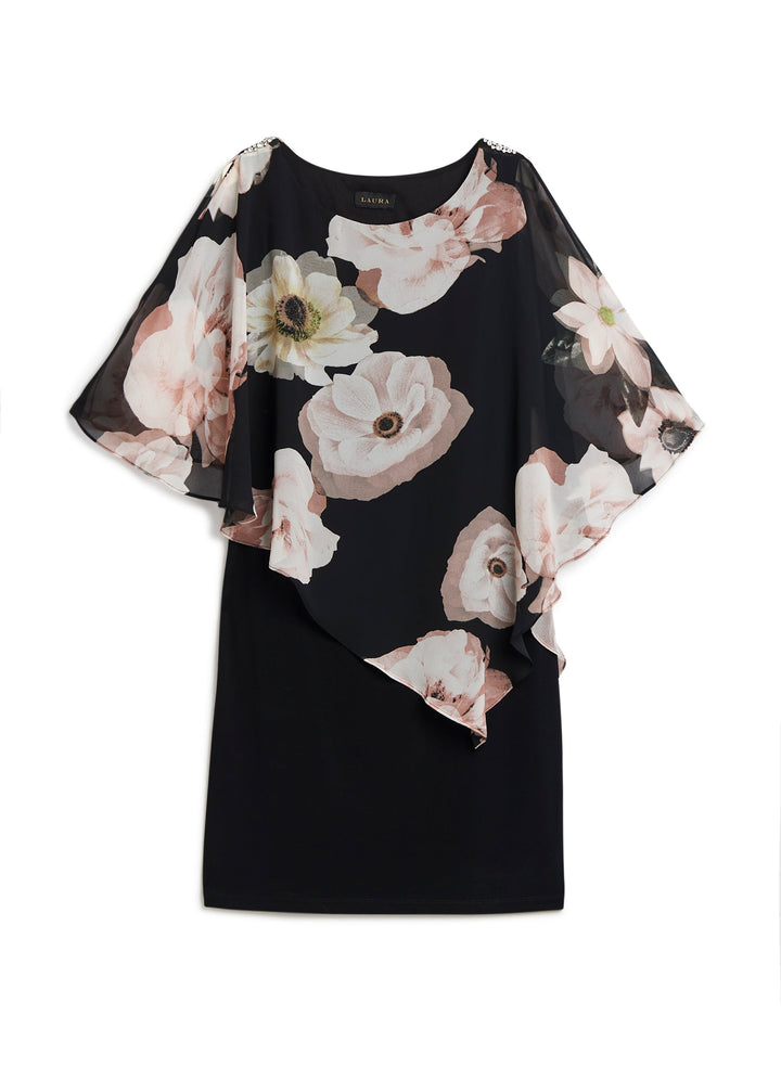 Floral Chiffon Poncho Dress