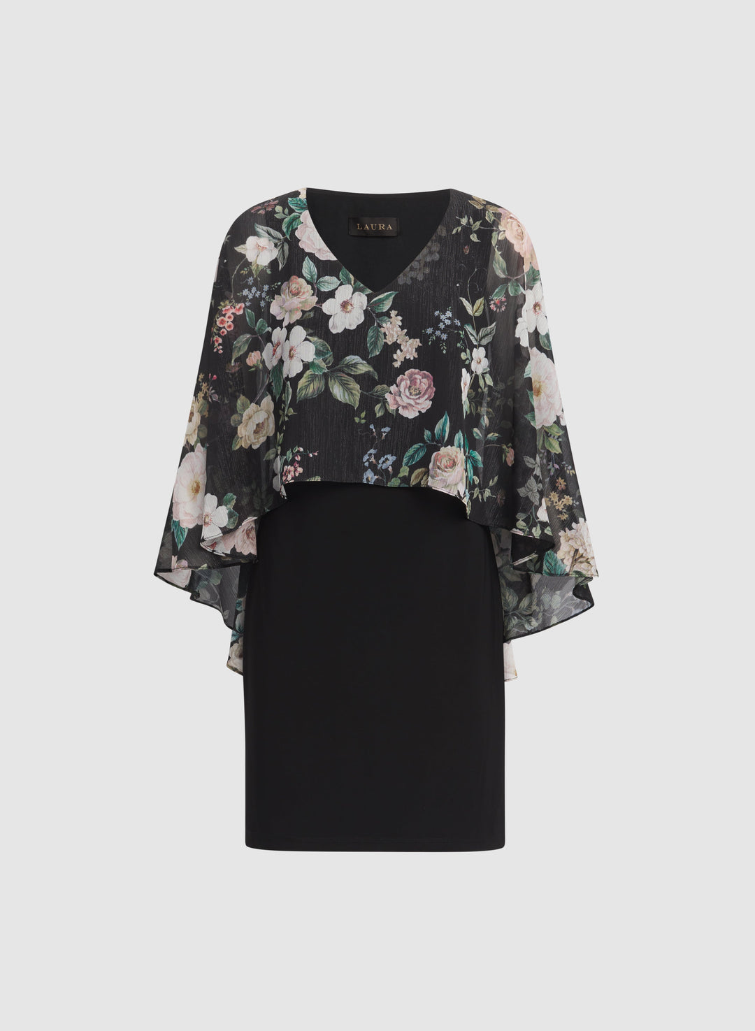 Floral Capelet Overlay Dress