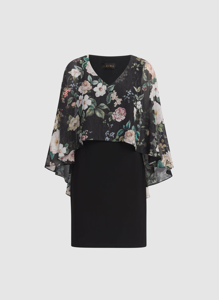 Floral Capelet Overlay Dress