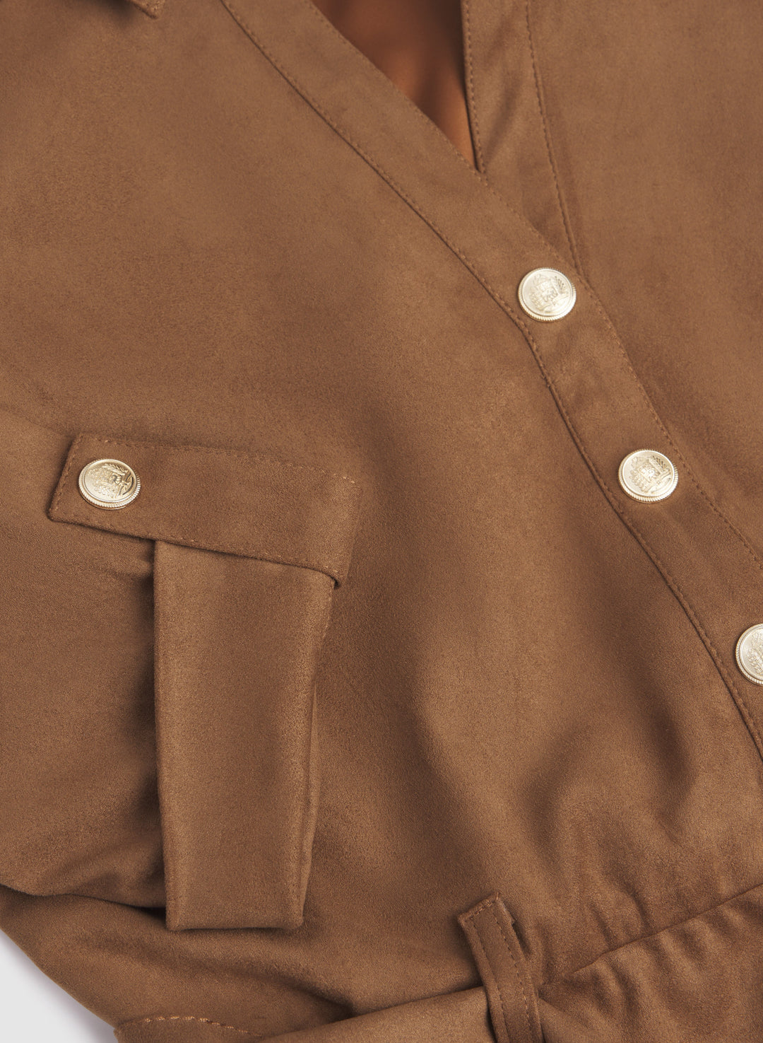 Faux-Suede Shirt Dress