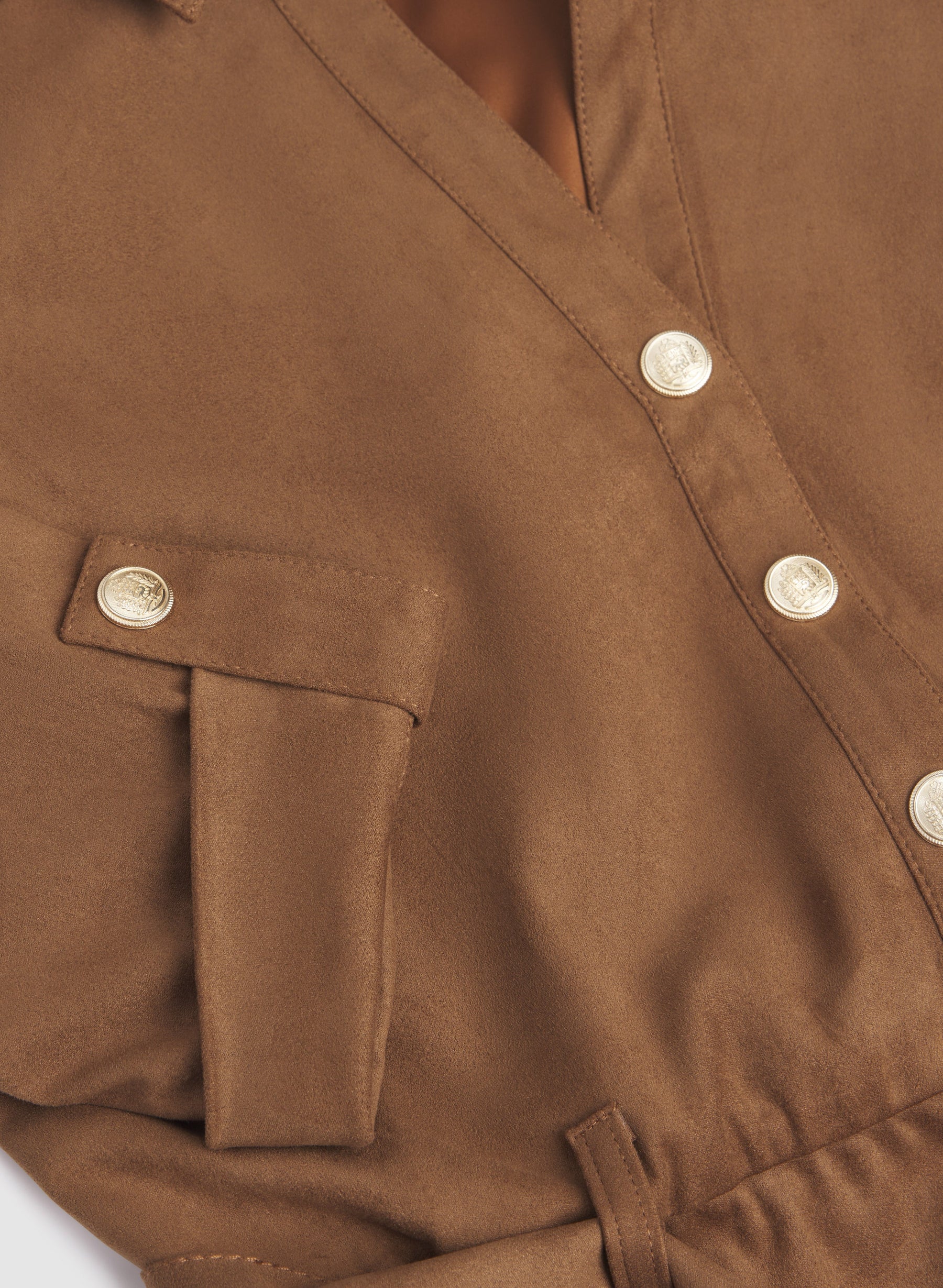 Faux-Suede Shirt Dress