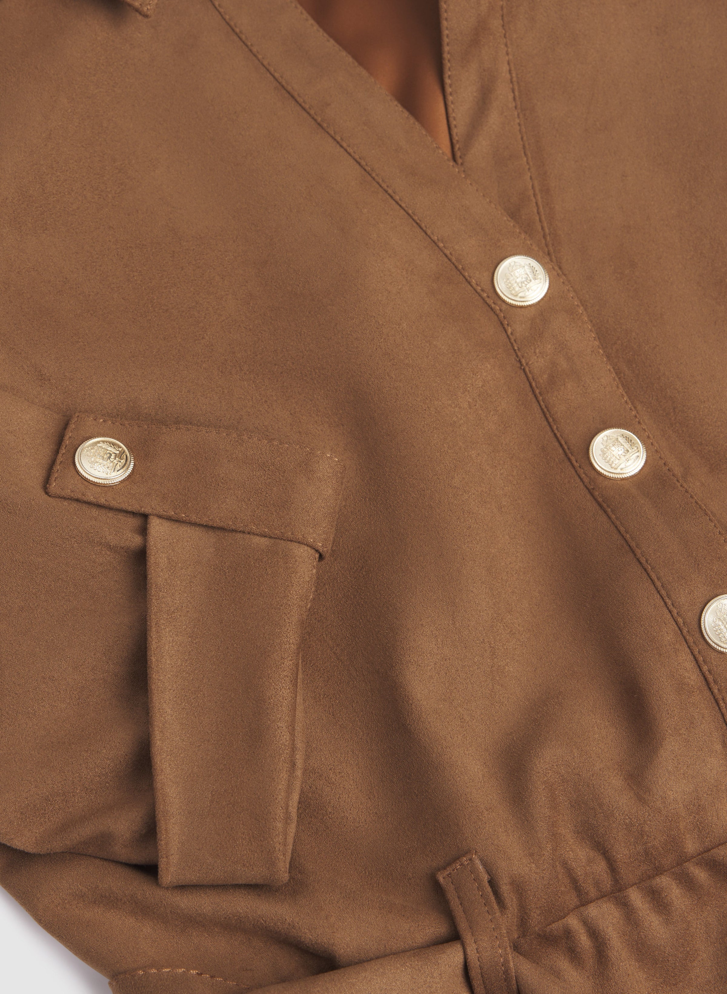 Faux-Suede Shirt Dress
