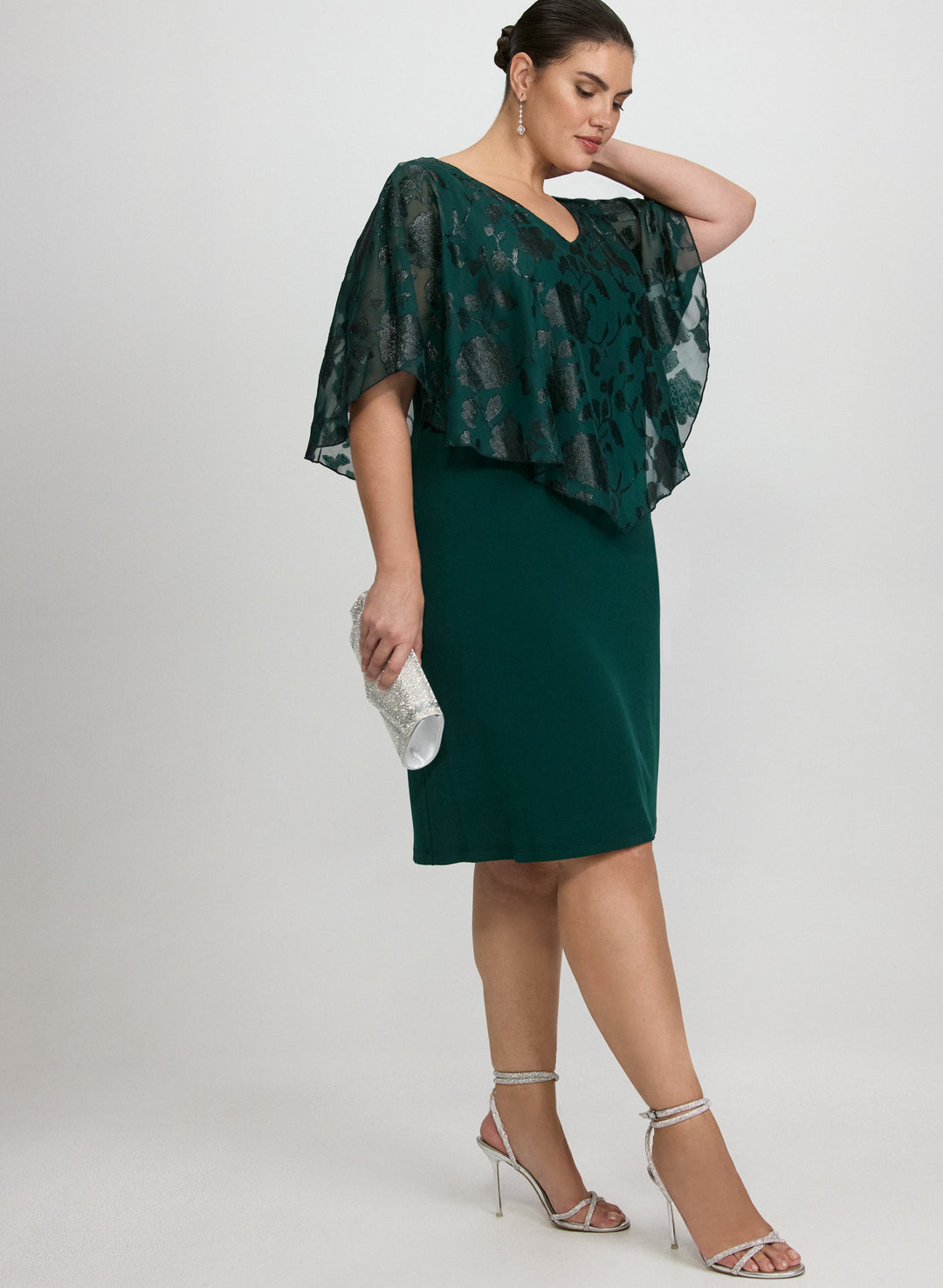 Floral Capelet Overlay Dress