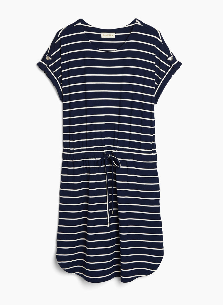 Boat Neck Stripe Print Dress