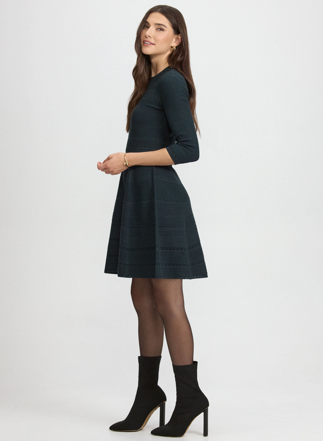 Pointelle Detail Knit Dress