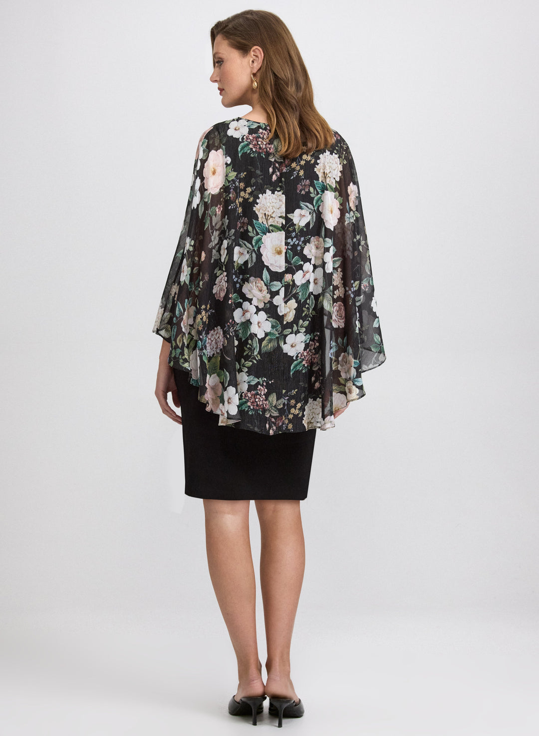 Floral Capelet Overlay Dress
