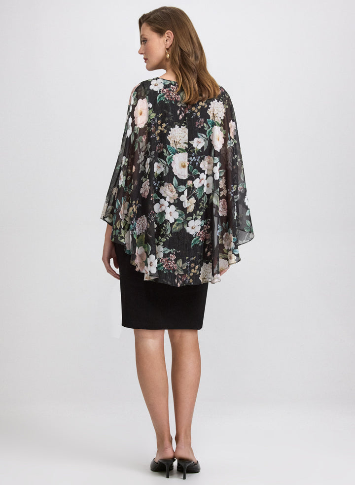 Floral Capelet Overlay Dress