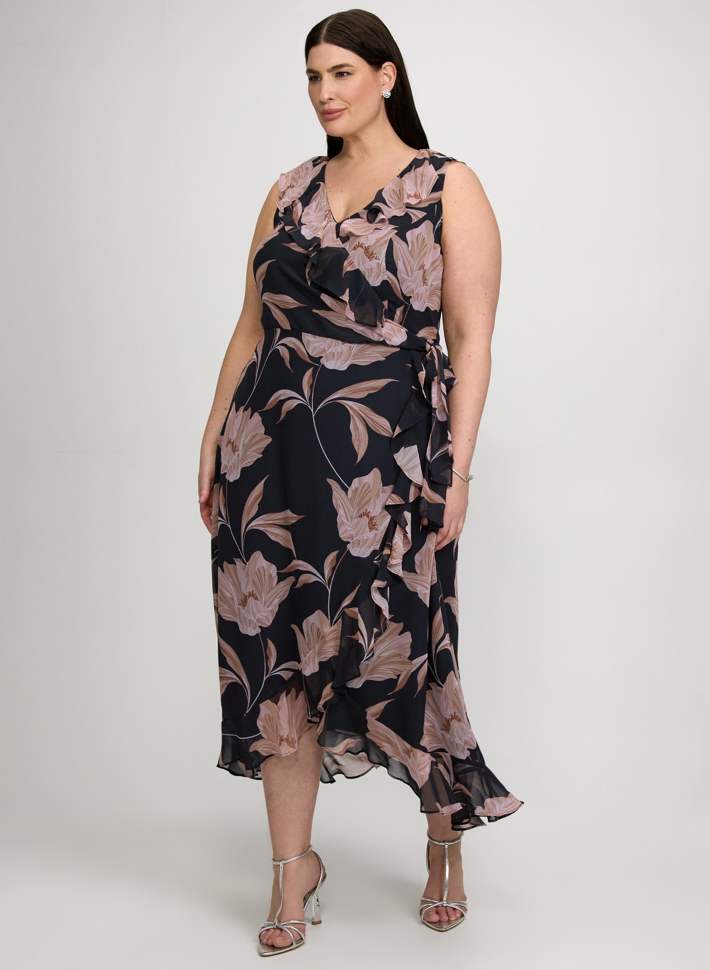 Floral Chiffon Midi Dress