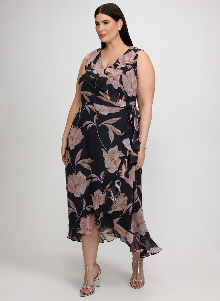 Floral Chiffon Midi Dress