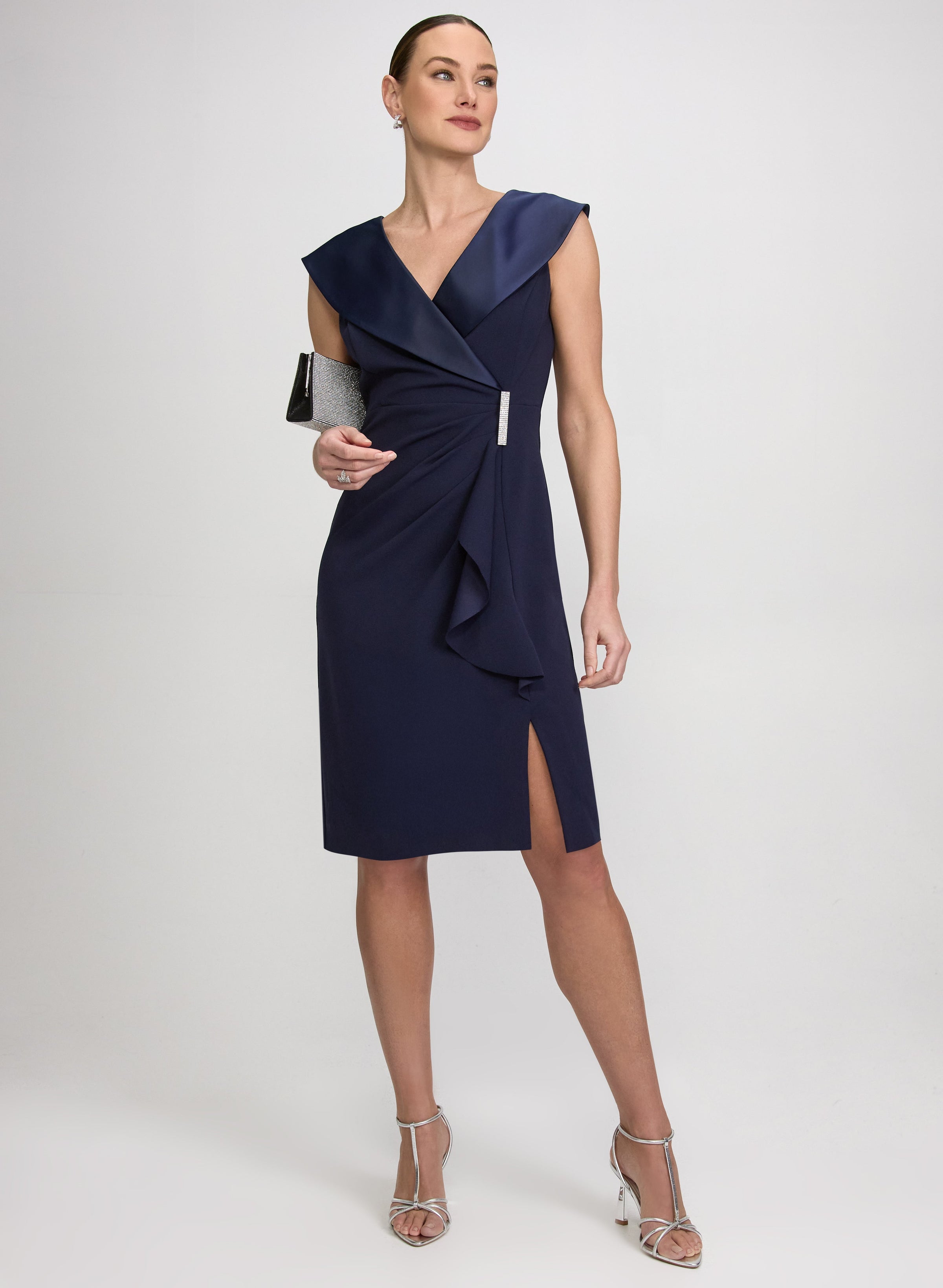 Tuxedo Satin Collar Dress