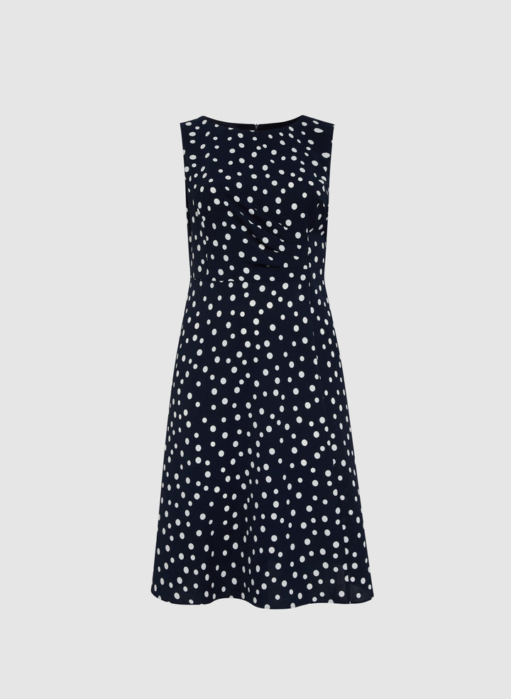 Ruched Waist Polka Dot Dress